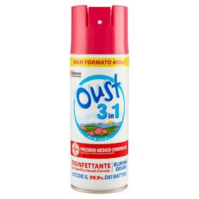 Oust 3 in 1 Spray Disinfettante per Superfici e Tessuti d'Arredo, Fragranza  Floreale 400ml, Decò a casa