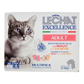 CIBO UMIDO PER GATTI - 12 BUSTE LECHAT 100 GR. IN BOCCONCINI MONGE